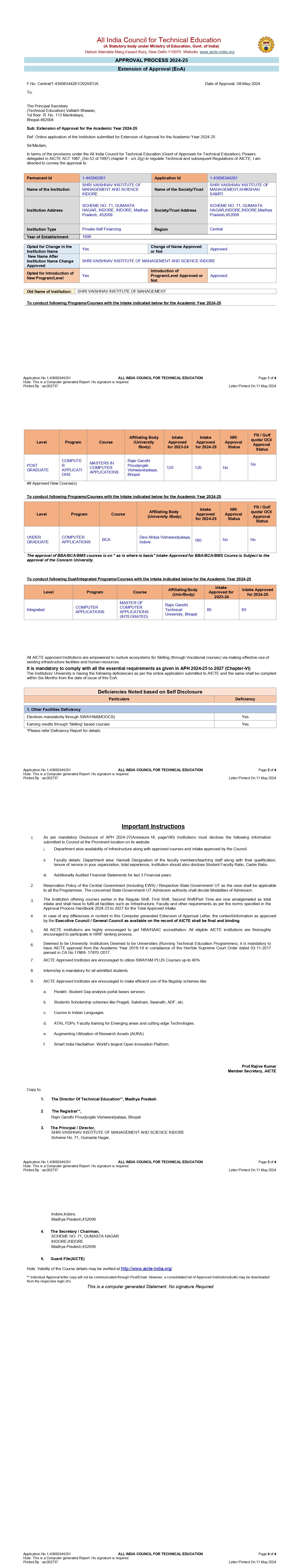 AICTE approval